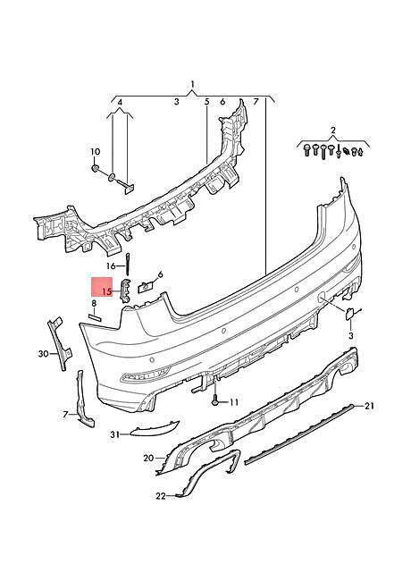 Audi A3 Arka Tampon breketi 2017-2021  8v5807571a