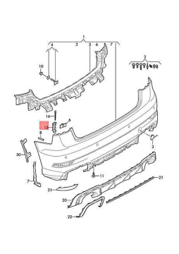 Audi A3 Arka Tampon breketi 2017-2021  8v5807571a